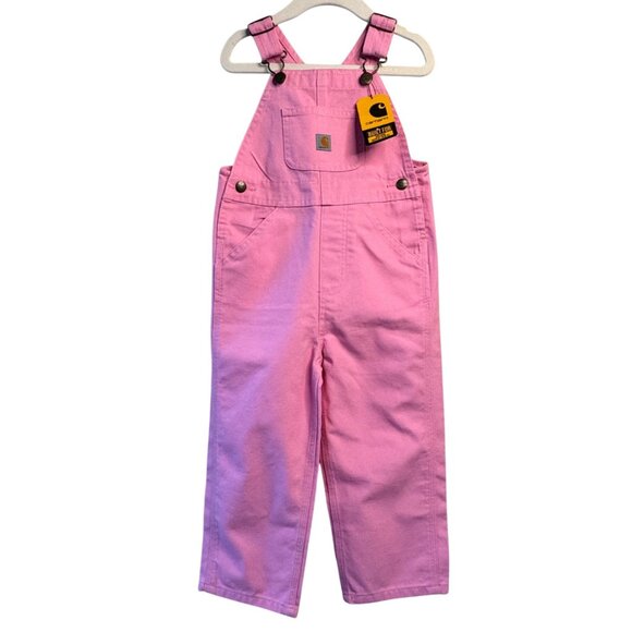 Carhartt Other - CARHARTT Pink Overalls Girls 3T 3 NWT Loose Fit Canvas Bib Overall Toddler NEW